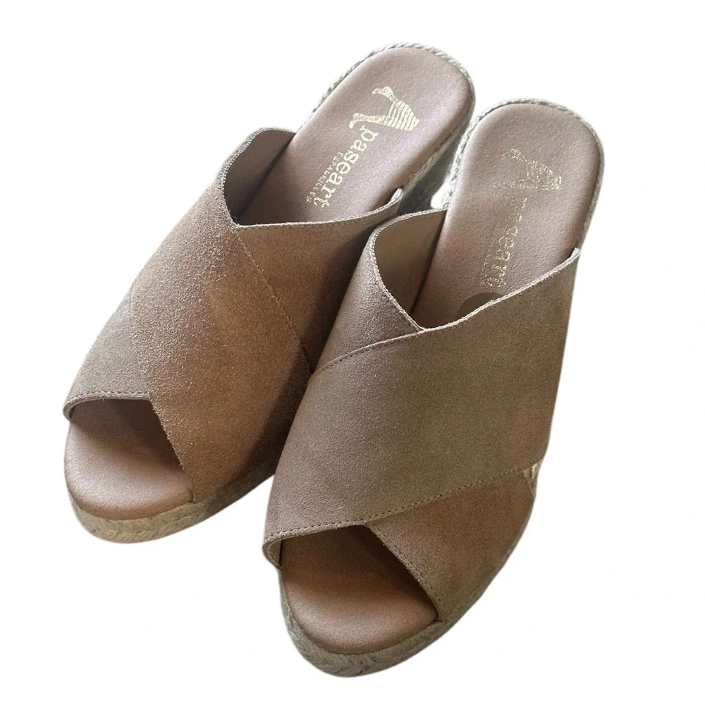 Paseart Espadrilles | Slip On | Wedge Heels Size 38 (US 7.5 | | Suede Tan Color